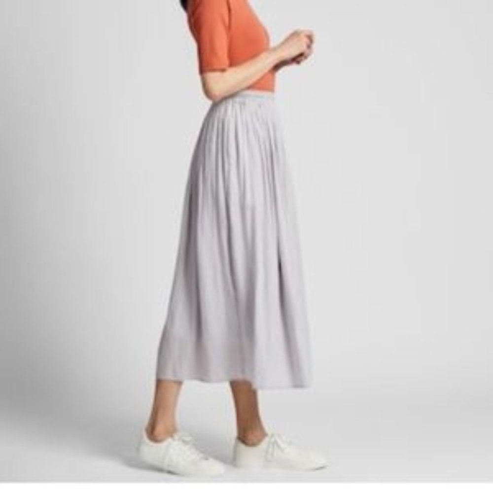 Gray Uniqlo Long Gathered Skirt